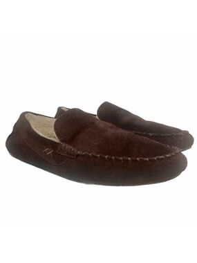 LANDS’ END Dark Brown Suede Moccasins Slippers